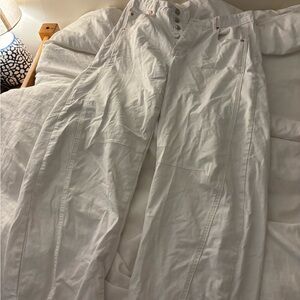 Parke white cotton barrel jeans